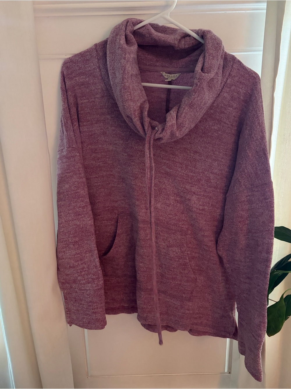 Sonoma Women's Pink Cowl Neck Sweater with Pockets Size XL